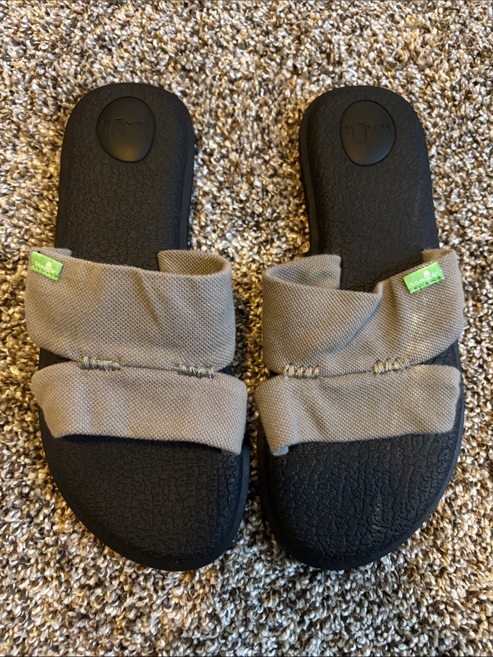Sanuk Women's Grey Dual-Strap Slide Sandals